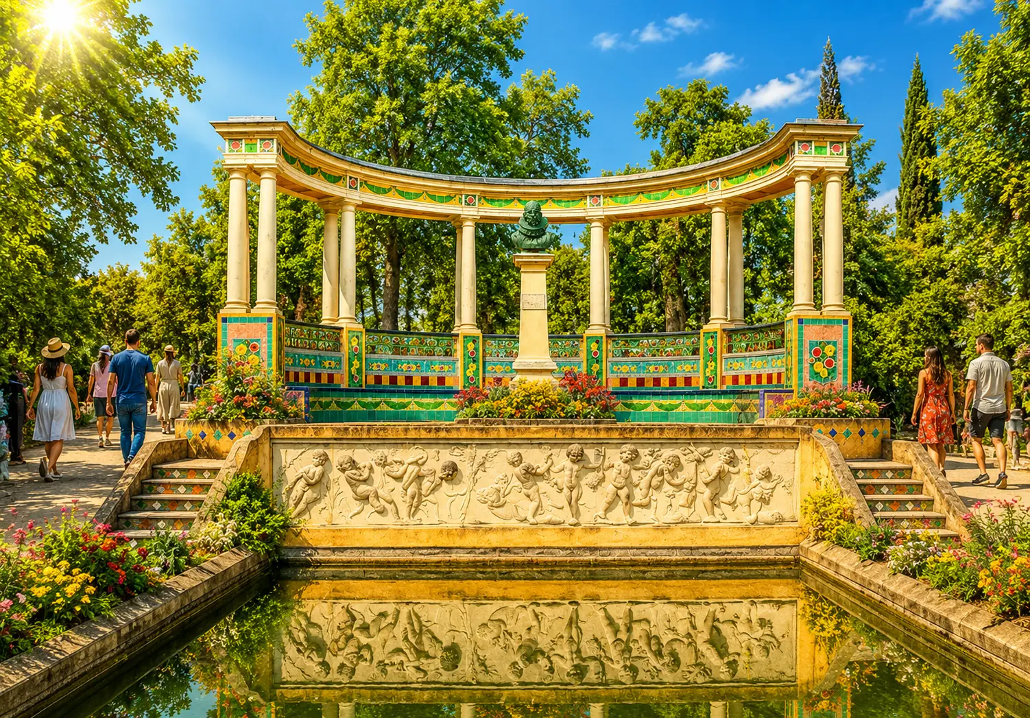 Jardin Fontana Rosa de Menton, jardin hispano-mauresque aux azulejos colorés