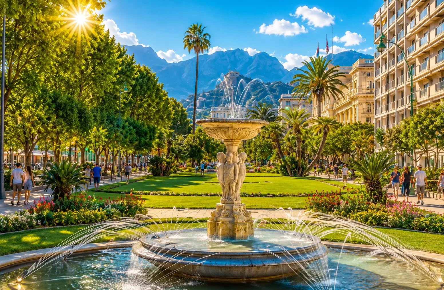 Jardins Biovès de Menton avec les sculptures d'agrumes de la Fête du Citron