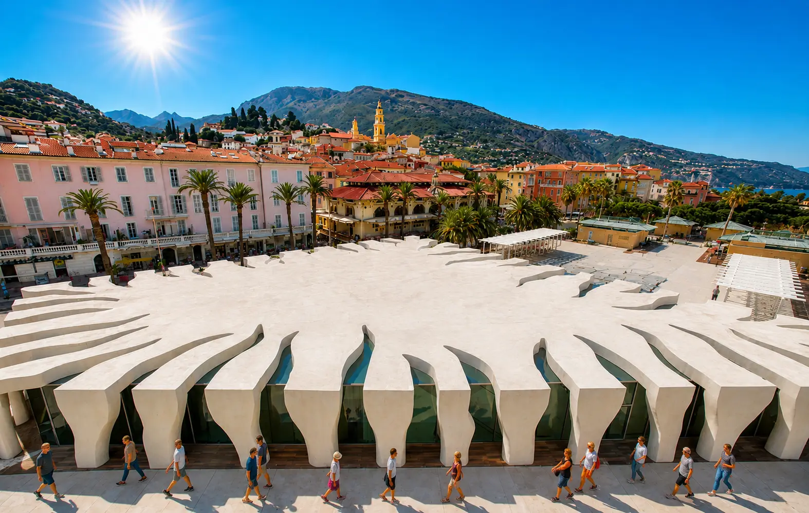 Marché provençal coloré dans la vieille ville de Menton avec fruits et légumes méditerranéens